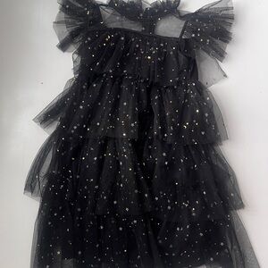 Black Starry multi layer, sheer Tulle party girl’s Dress